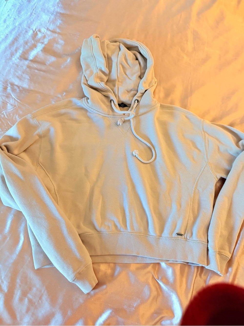 Abercrombie & Fitch Cream Cropped Hooded Sweatshirt